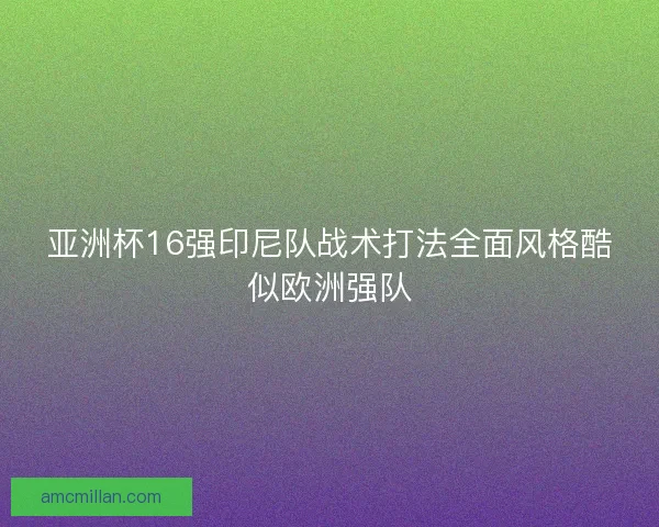 亚洲杯16强印尼队战术打法全面风格酷似欧洲强队